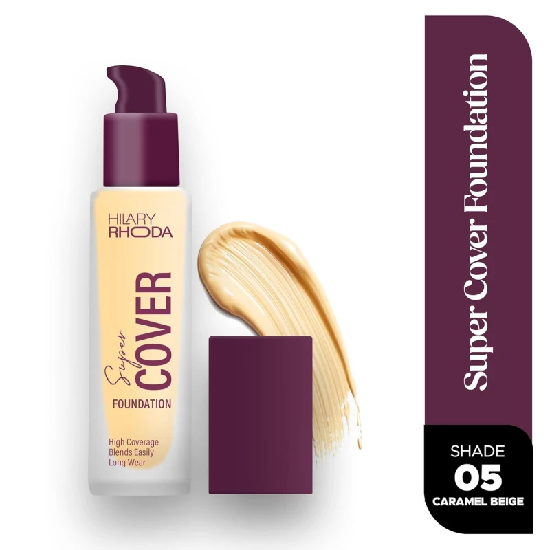 Hilary Rhoda Super Cover Foundation | Blemish Free | High Coverage & Waterproof Foundation | 24-Hour Stay & Non-Sticky Formula | Matte Finish | Blends Flawlessly | 30g (Caramel Beige| Shade 05) - Thumbnail 2